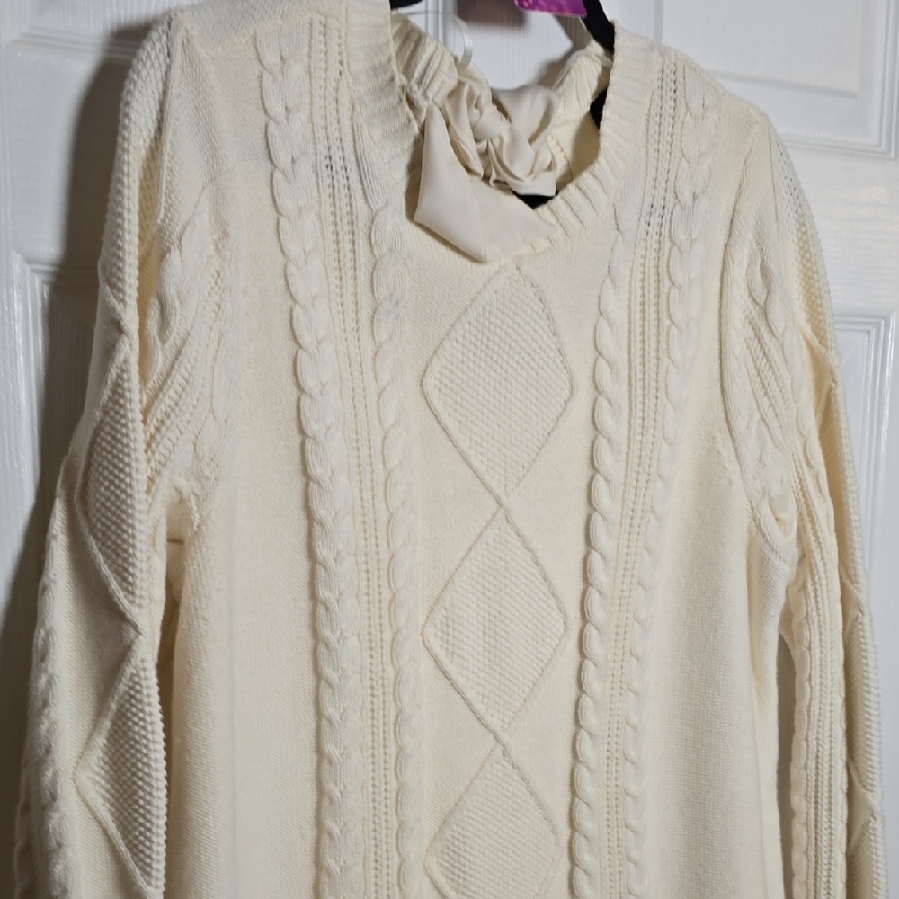 131 Torrid 2 2X Cream Long Sleeve Sweater Dress Off White - Picture 5 of 8